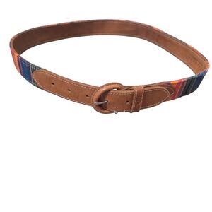 2/$15 Woman's Express Genuine Leather Woven Multicolor Striped Boho Belt